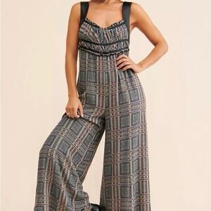 Free People Marley Plaid One-Piece Jumpsuit.